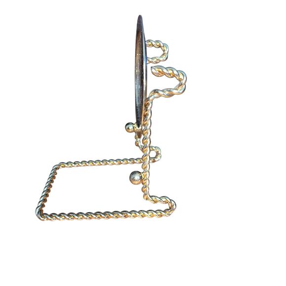 Tea Cup & and Saucer Stand Display Brass Etched Base Teacup - Picture 8 of 10